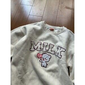 Milkmochabear Official Milk and Mocha Oversized Varsity Crewneck Casual White XS